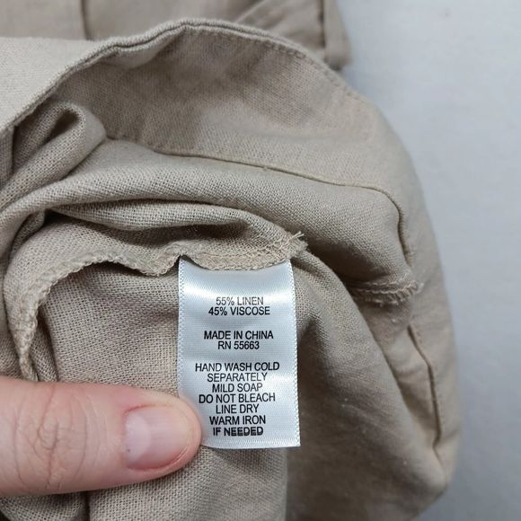 Tahari Linen Explorer Style Button-Up Dress SZ S Belt Pockets Midi Short Sleeve - Picture 16 of 16